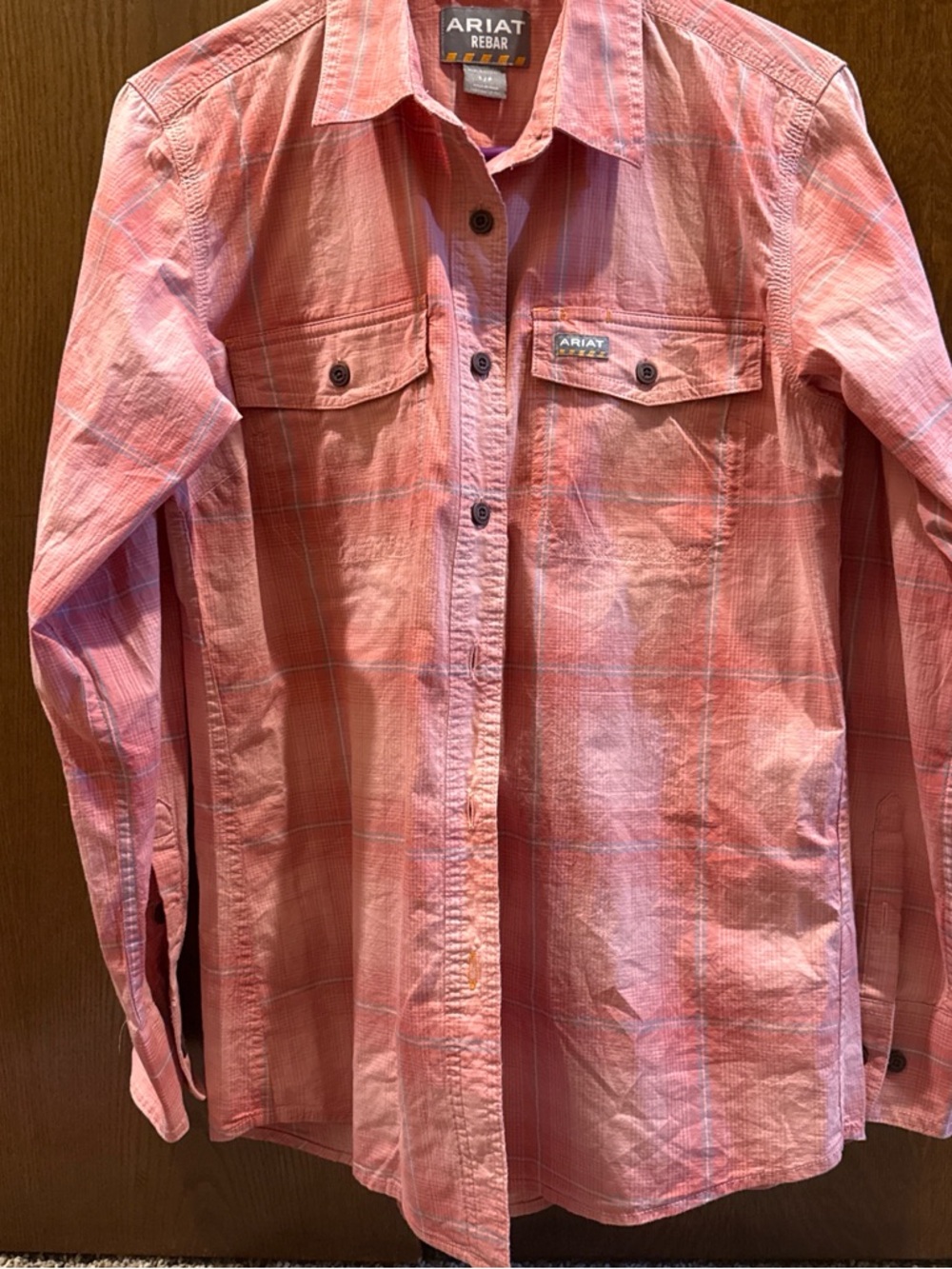 Ariat Pink Plaid Long-Sleeve Work Shirt